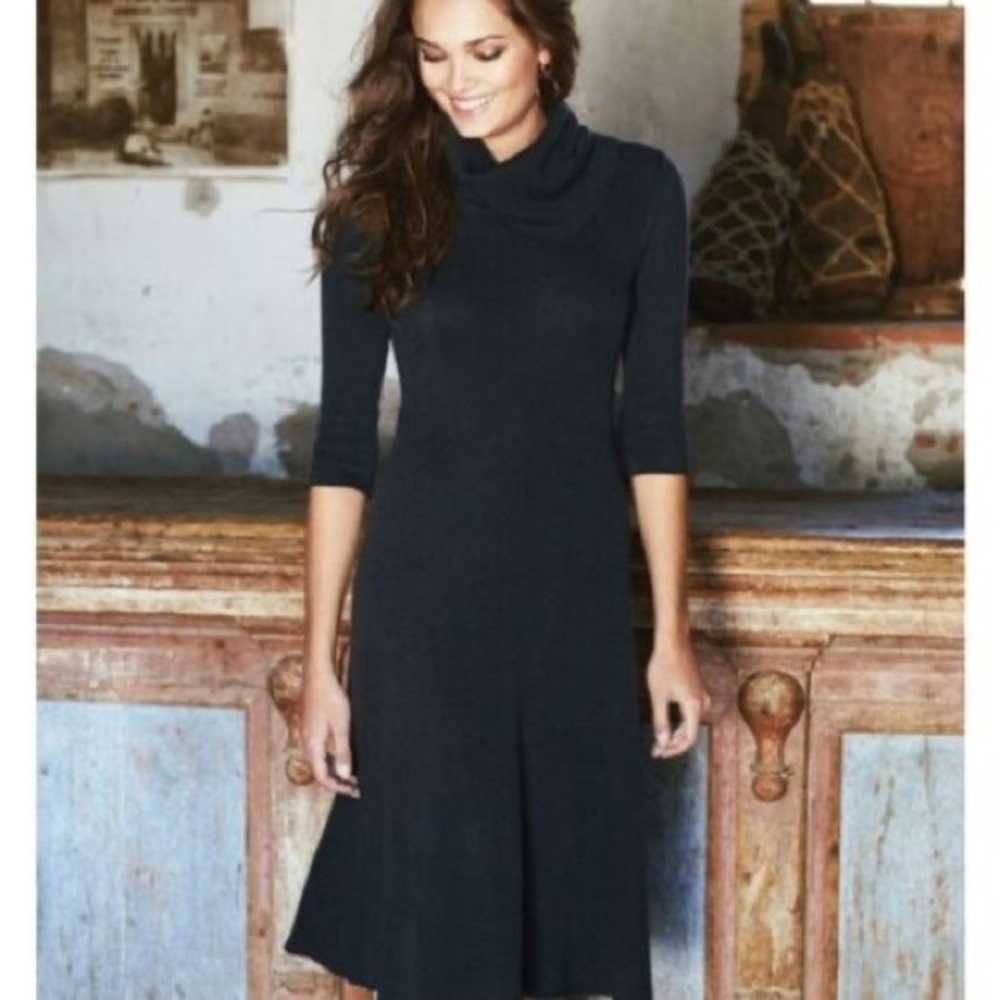 Peruvian Connection Cowl Neck Ribbed Dress 100% Pima Cotton Size Large